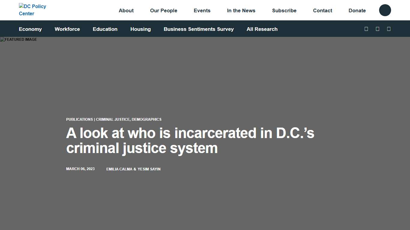 A look at who is incarcerated in D.C.’s criminal justice system - D.C. Policy Center