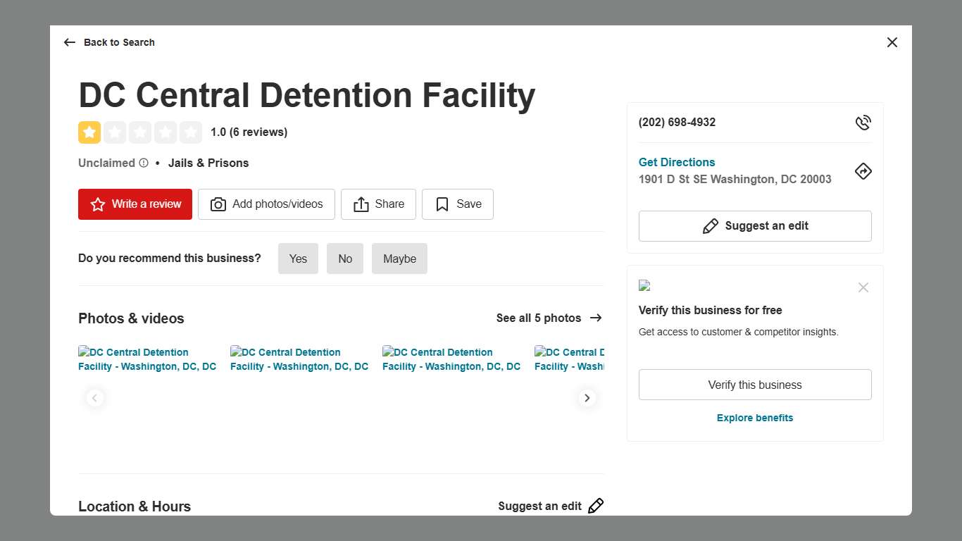 DC CENTRAL DETENTION FACILITY - Updated January 2026 - 1901 D St SE, Washington, District of Columbia - Jails & Prisons - Phone Number - Yelp